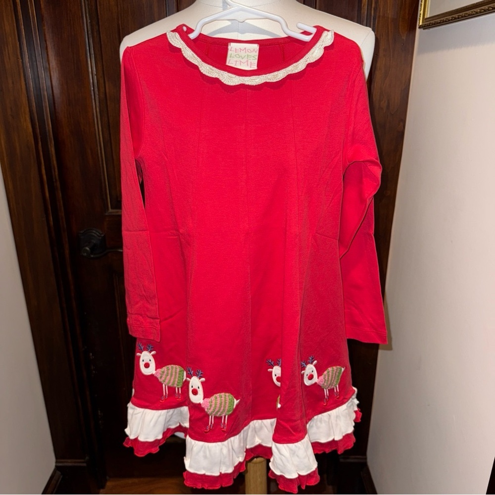 Lemon Loves Lime Christmas reindeer dress